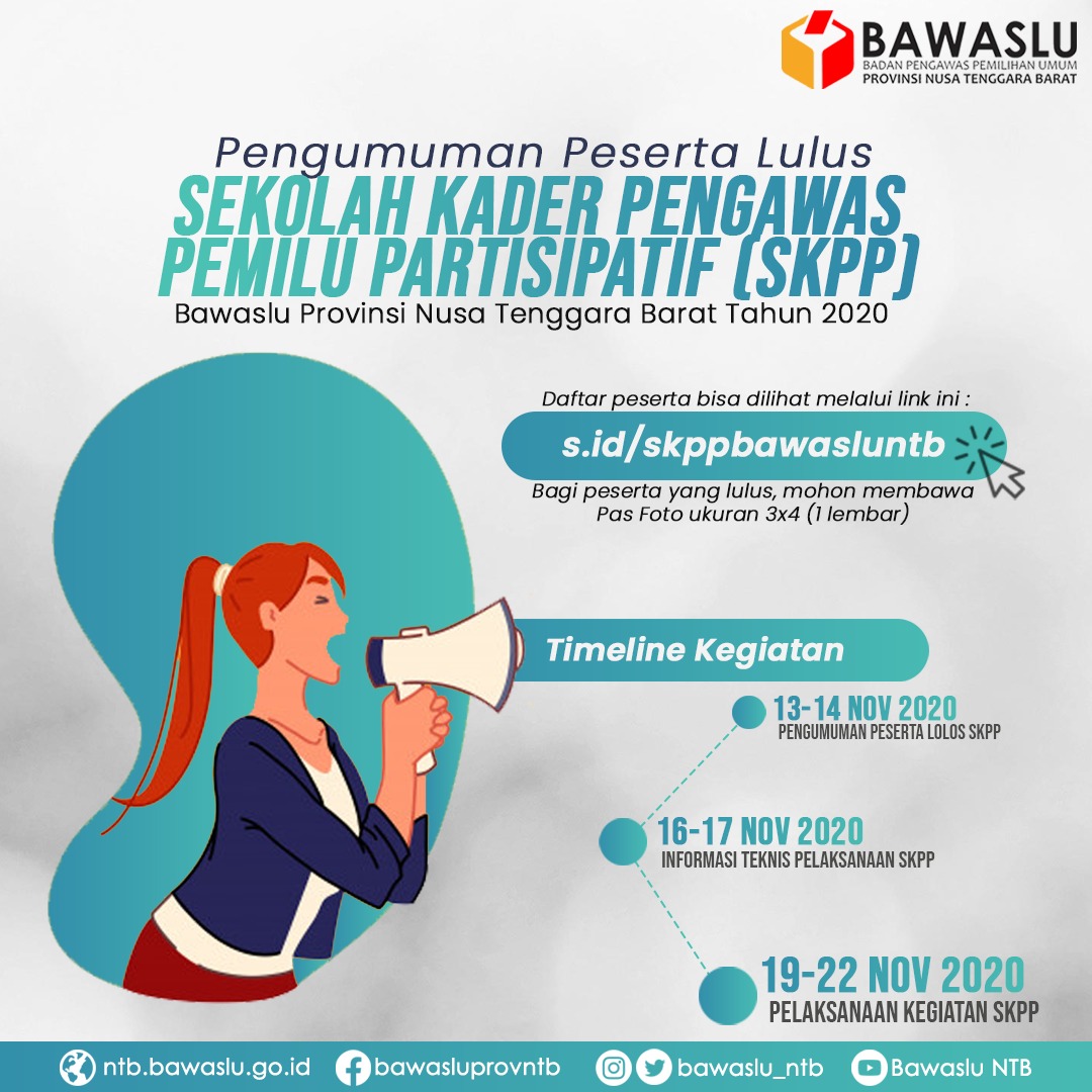 PENGUMUMAN SEKOLAH KADER PENGAWAS PARTISIPATIF (SKPP) PROV NTB 2020